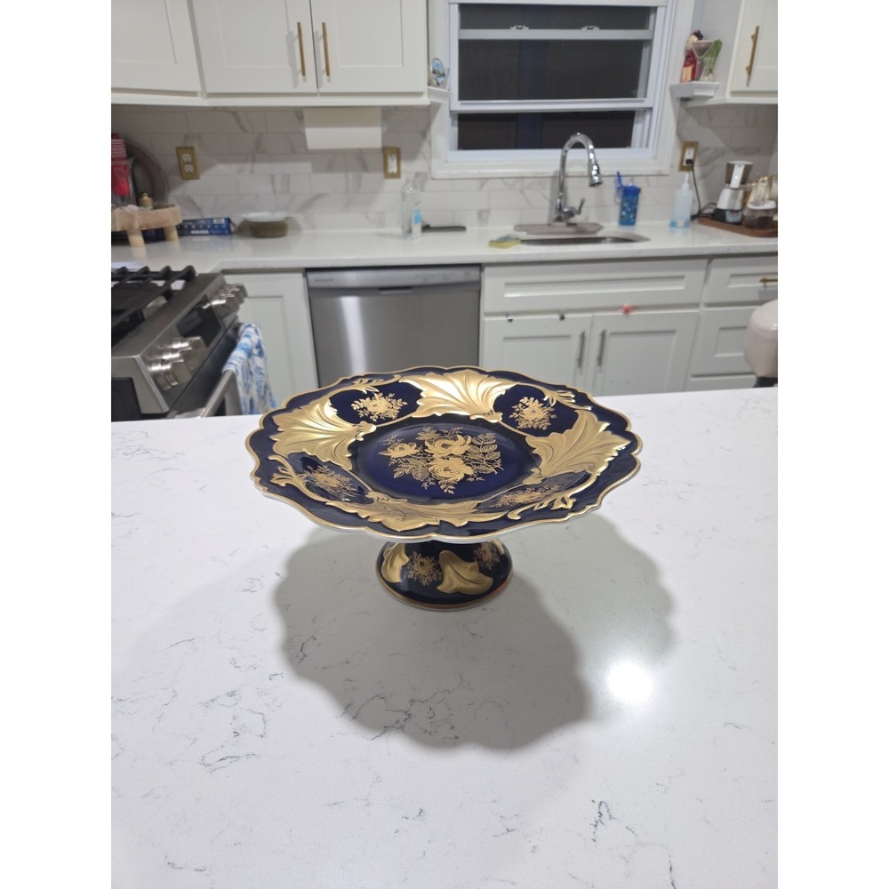 Echt Weimar-Kobalt Jutta 522 - Cobalt Blue Gold - Large Footed Cake Plate